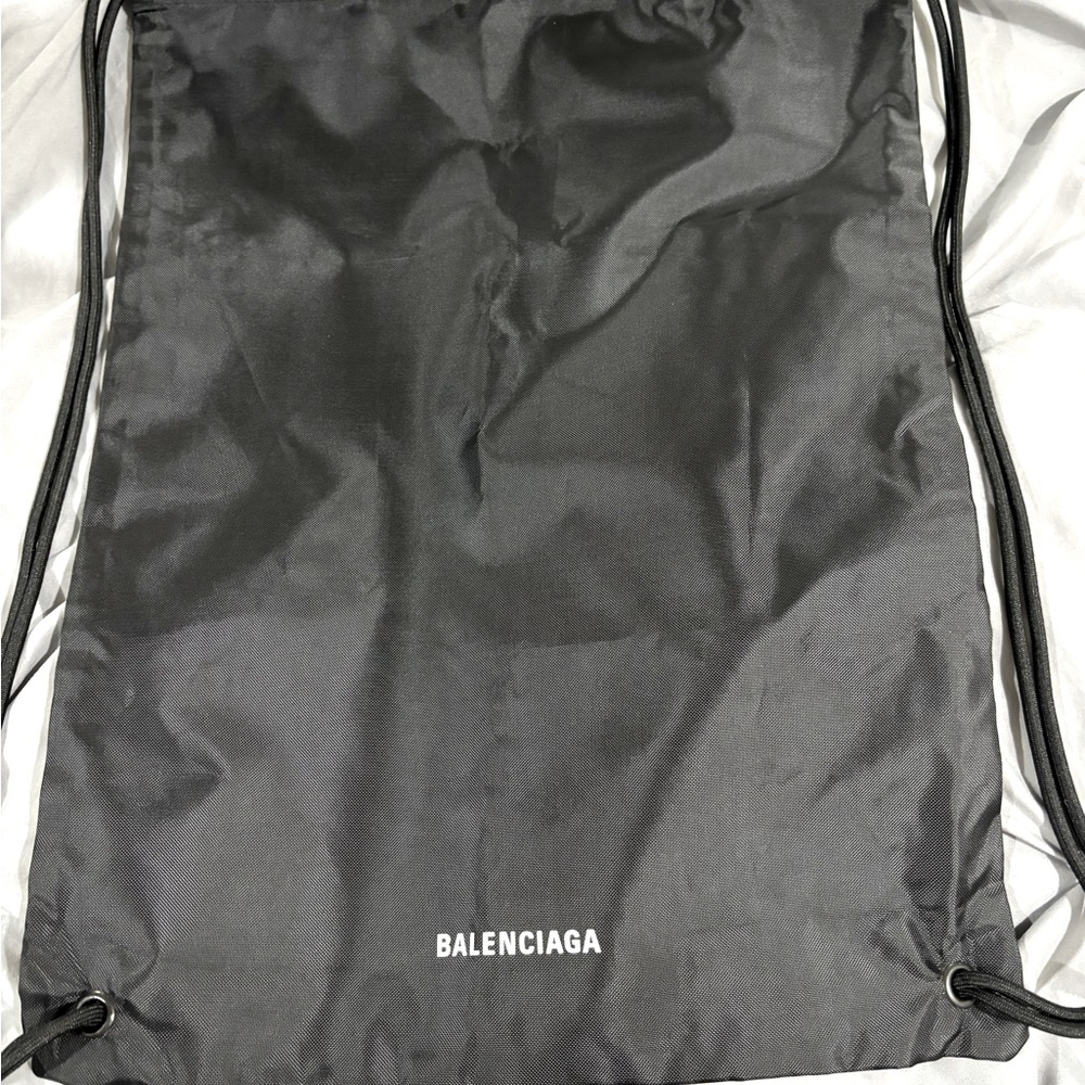 Balenciaga Logo Nylon Drawstring Bag